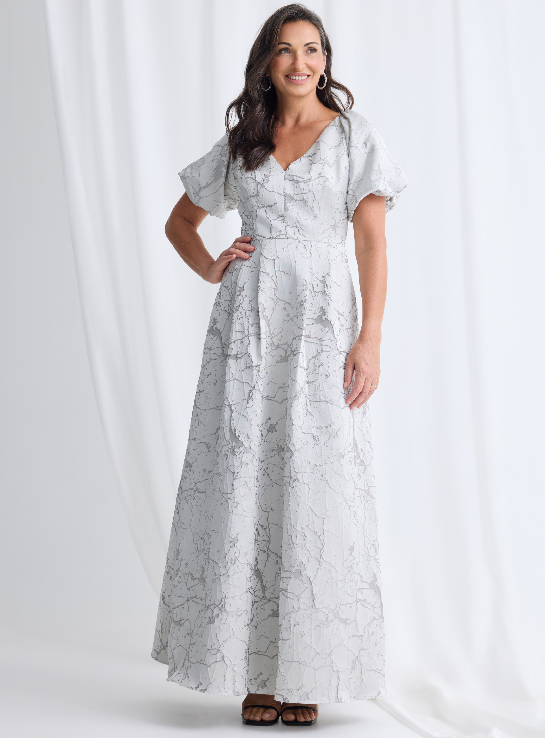 Grey Sophia Puff Sleeve Maxi