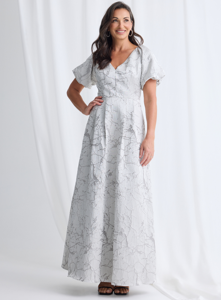 Grey Sophia Puff Sleeve Maxi