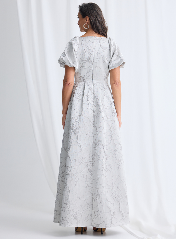 Grey Sophia Puff Sleeve Maxi