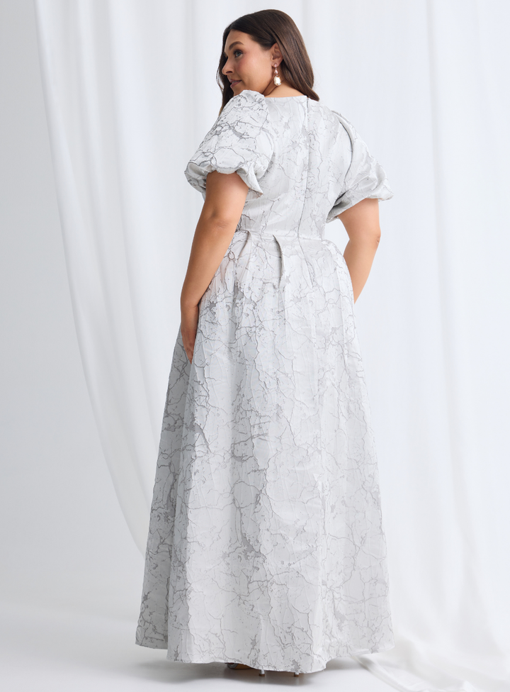 Grey Sophia Puff Sleeve Maxi