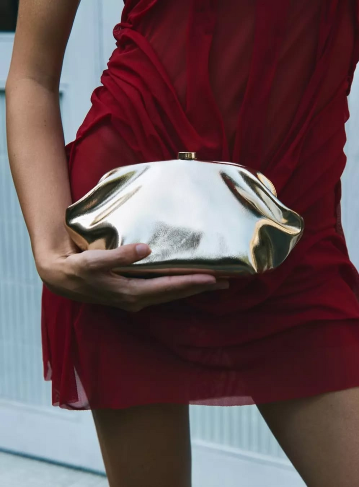 Gold Tally Metallic Clutch