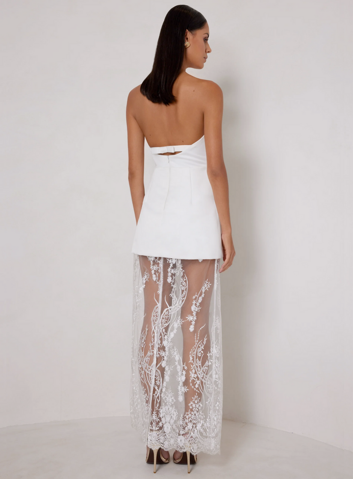 white janice dress by elle zeitoune for your bridal shower