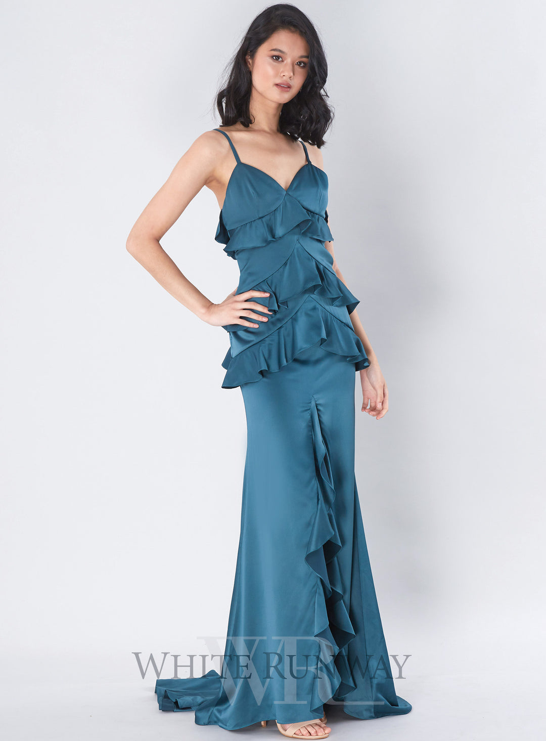 Sample - Siren Ruffle Slip Gown - Blue - 8