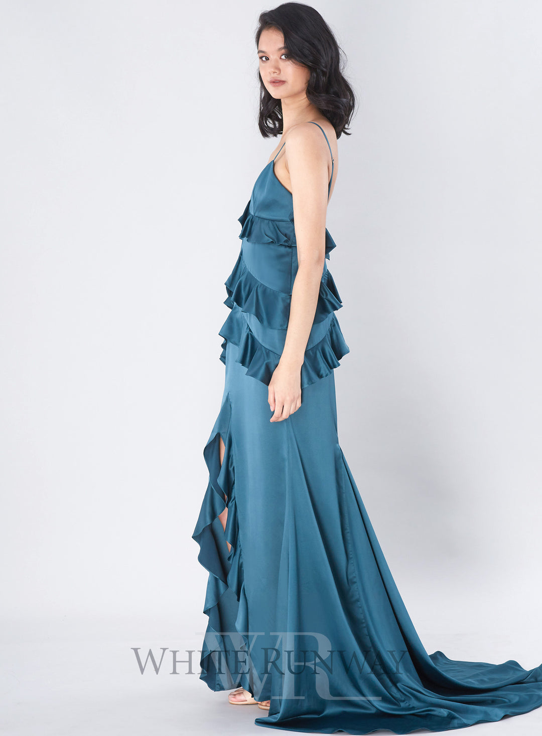 Sample - Siren Ruffle Slip Gown - Blue - 8
