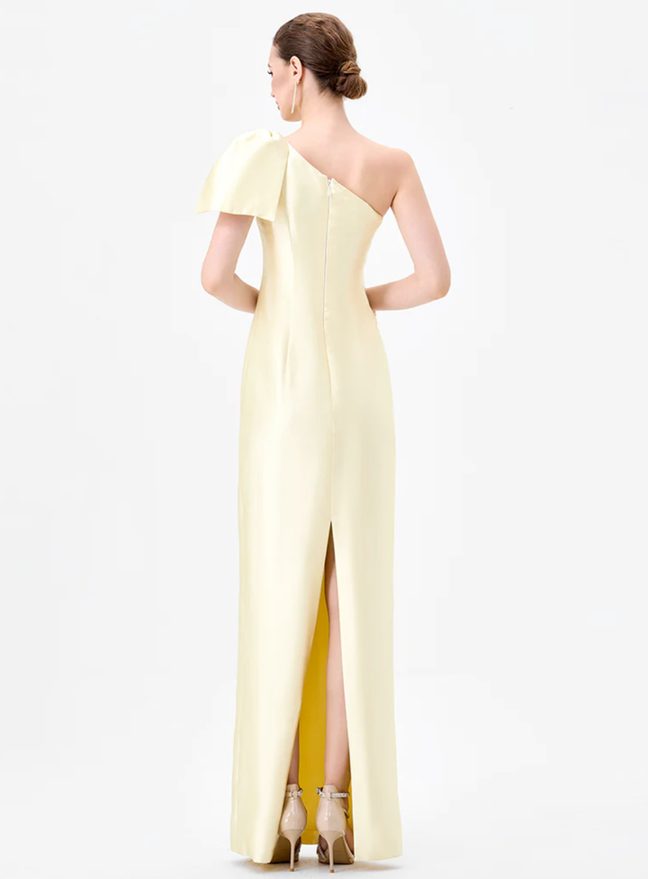 back image of the yellow aramy dress by bariano