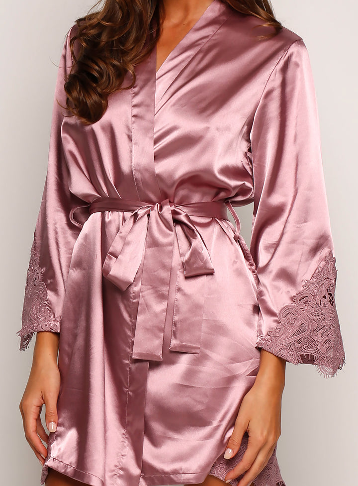Mauve Cologne Satin Robe