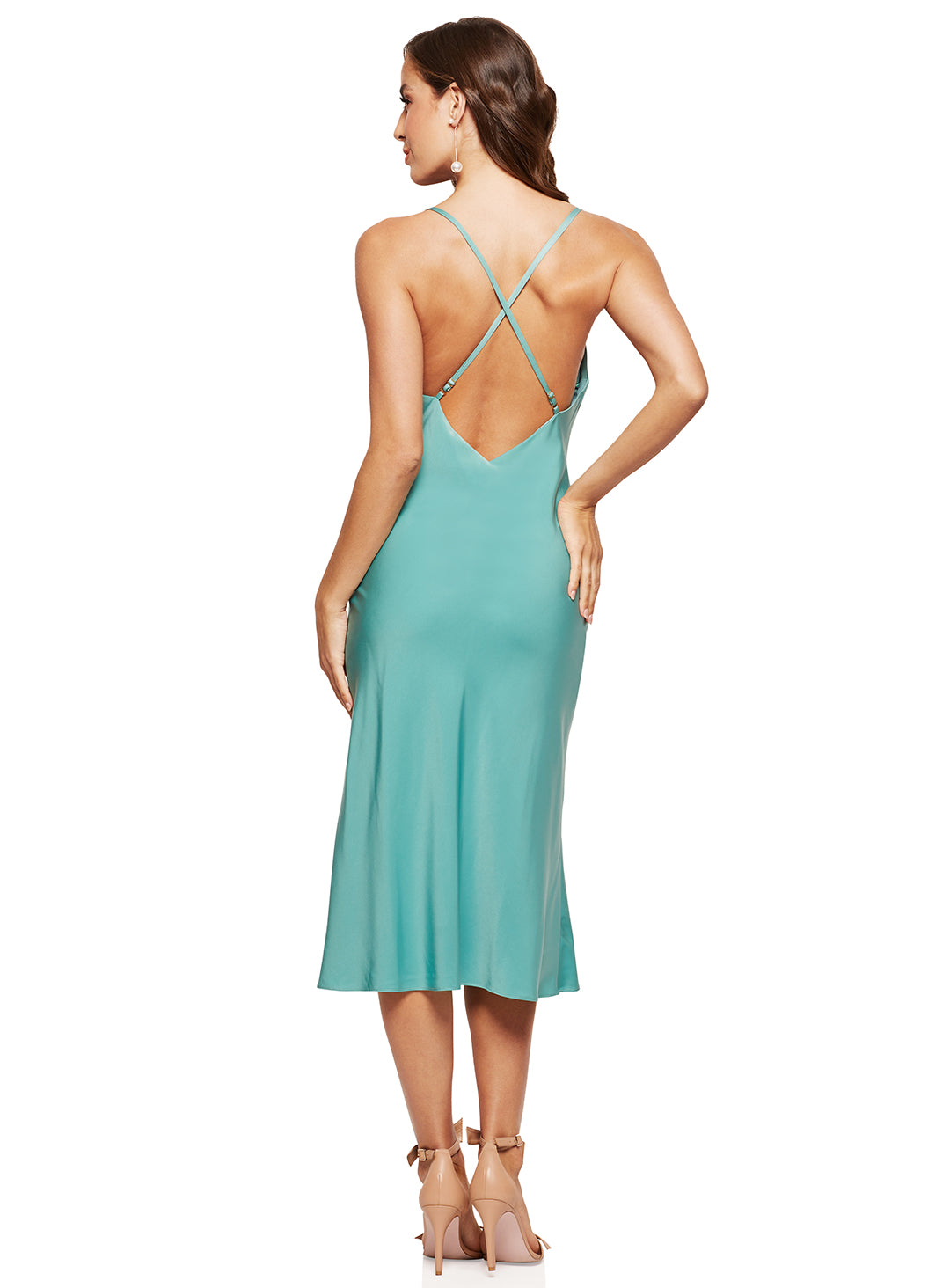 Jade Elsa Satin Cowl Neck Midi
