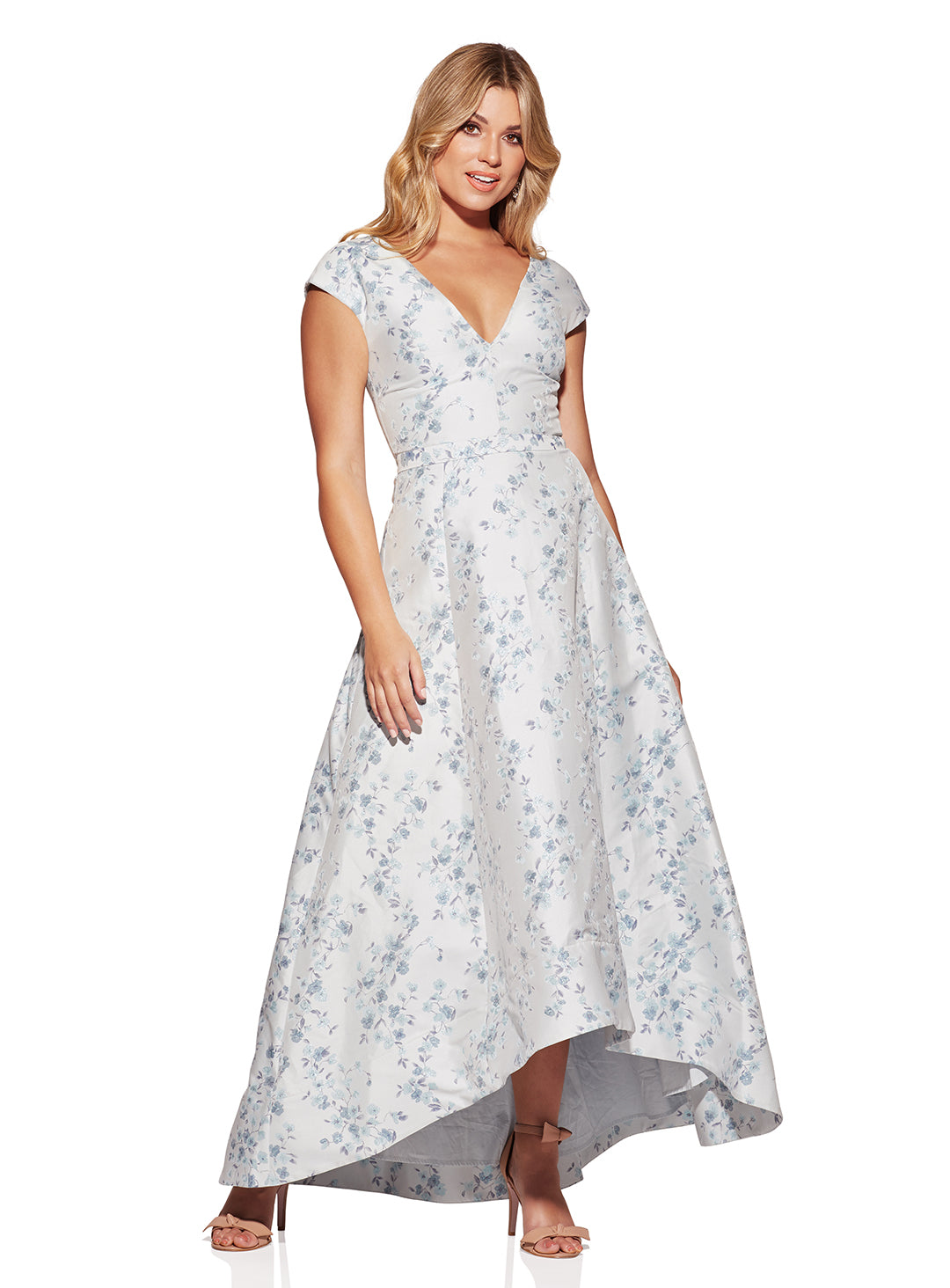 Pia V-Neck Brocade Dress