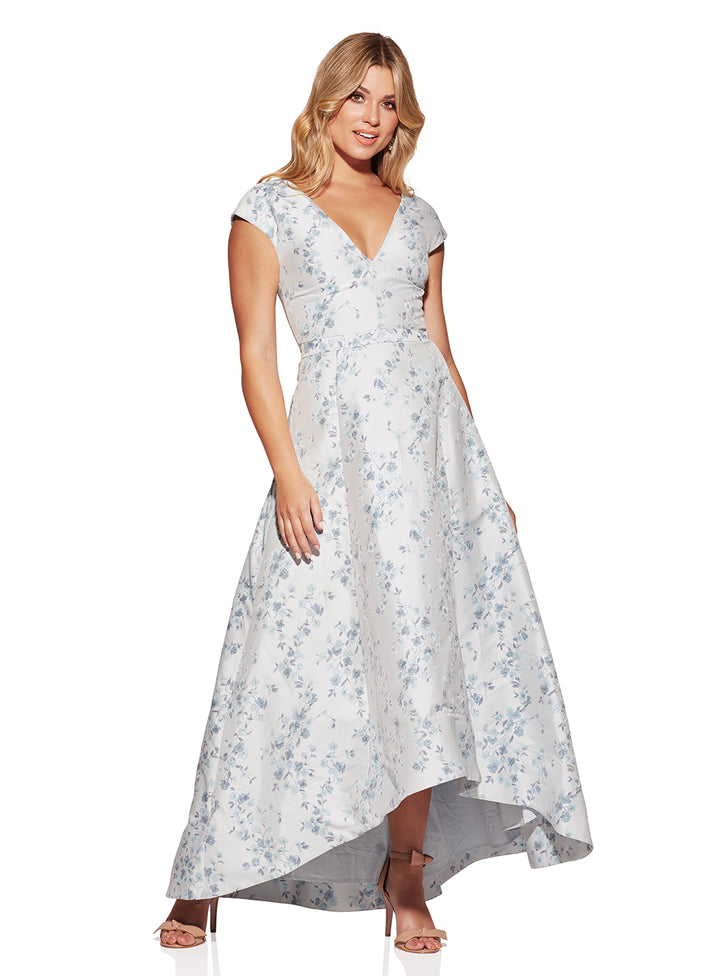 Pia V-Neck Brocade Dress
