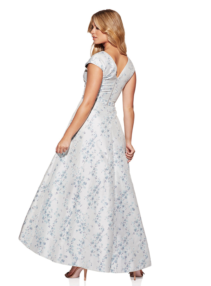Pia V-Neck Brocade Dress