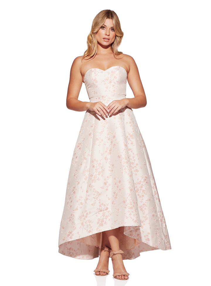 Peach Sorbet Tanya Strapless Brocade Dress