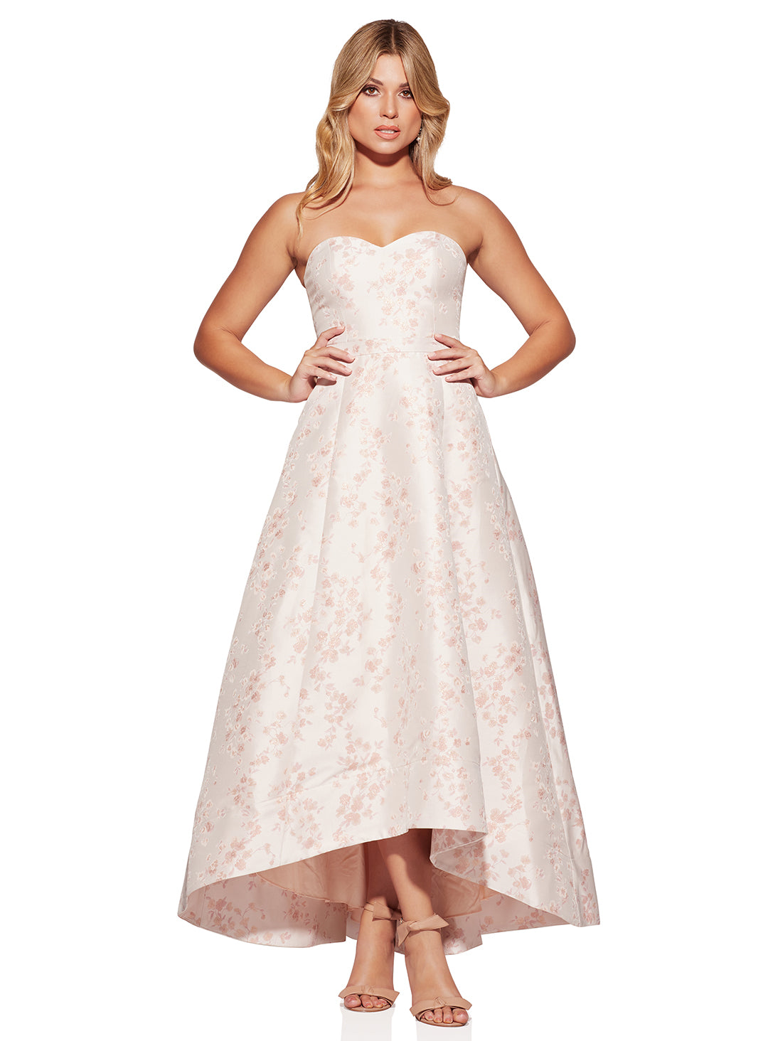 Peach Sorbet Tanya Strapless Brocade Dress