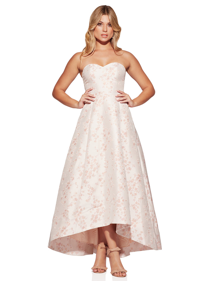 Peach Sorbet Tanya Strapless Brocade Dress