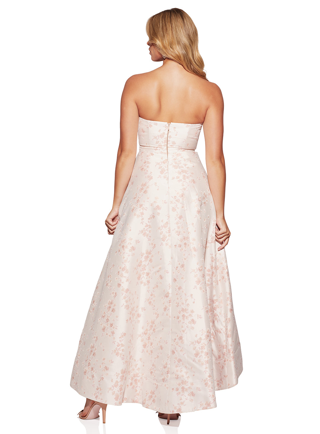 Peach Sorbet Tanya Strapless Brocade Dress