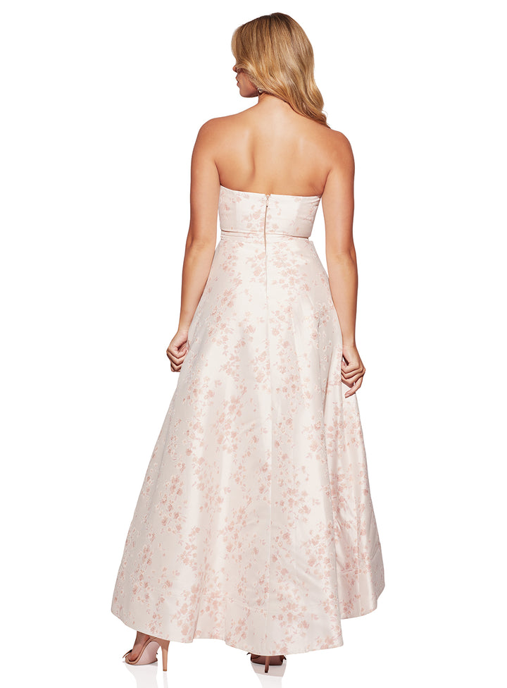 Peach Sorbet Tanya Strapless Brocade Dress