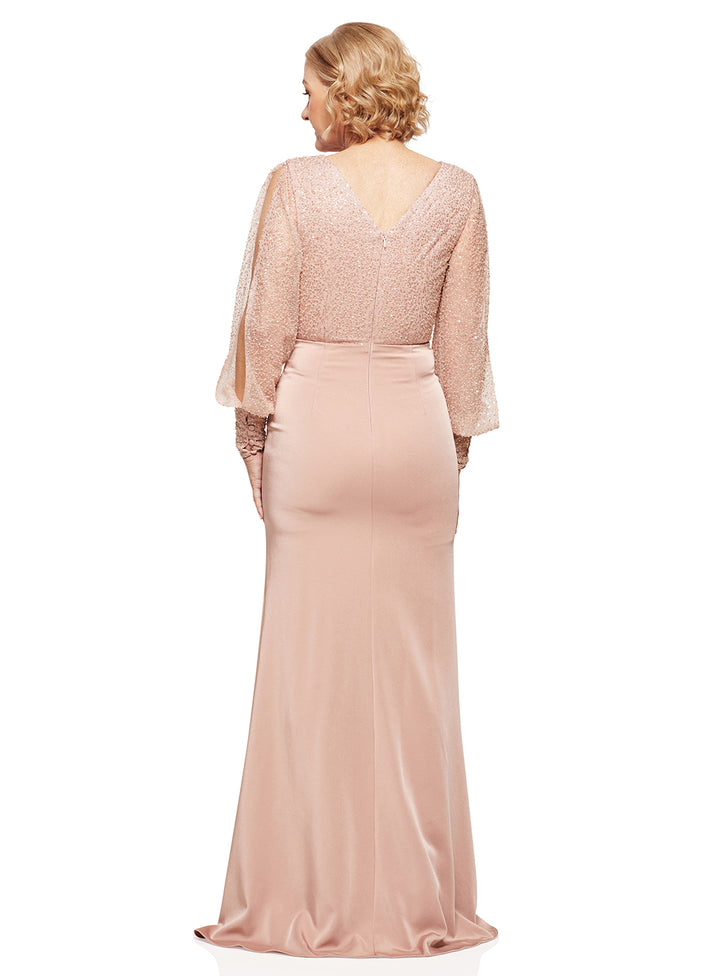 Navy Lois Sleeved Gown
