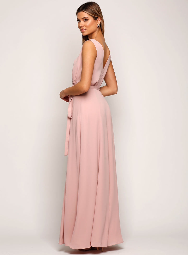 Sleeveless Wrap Flare Maxi