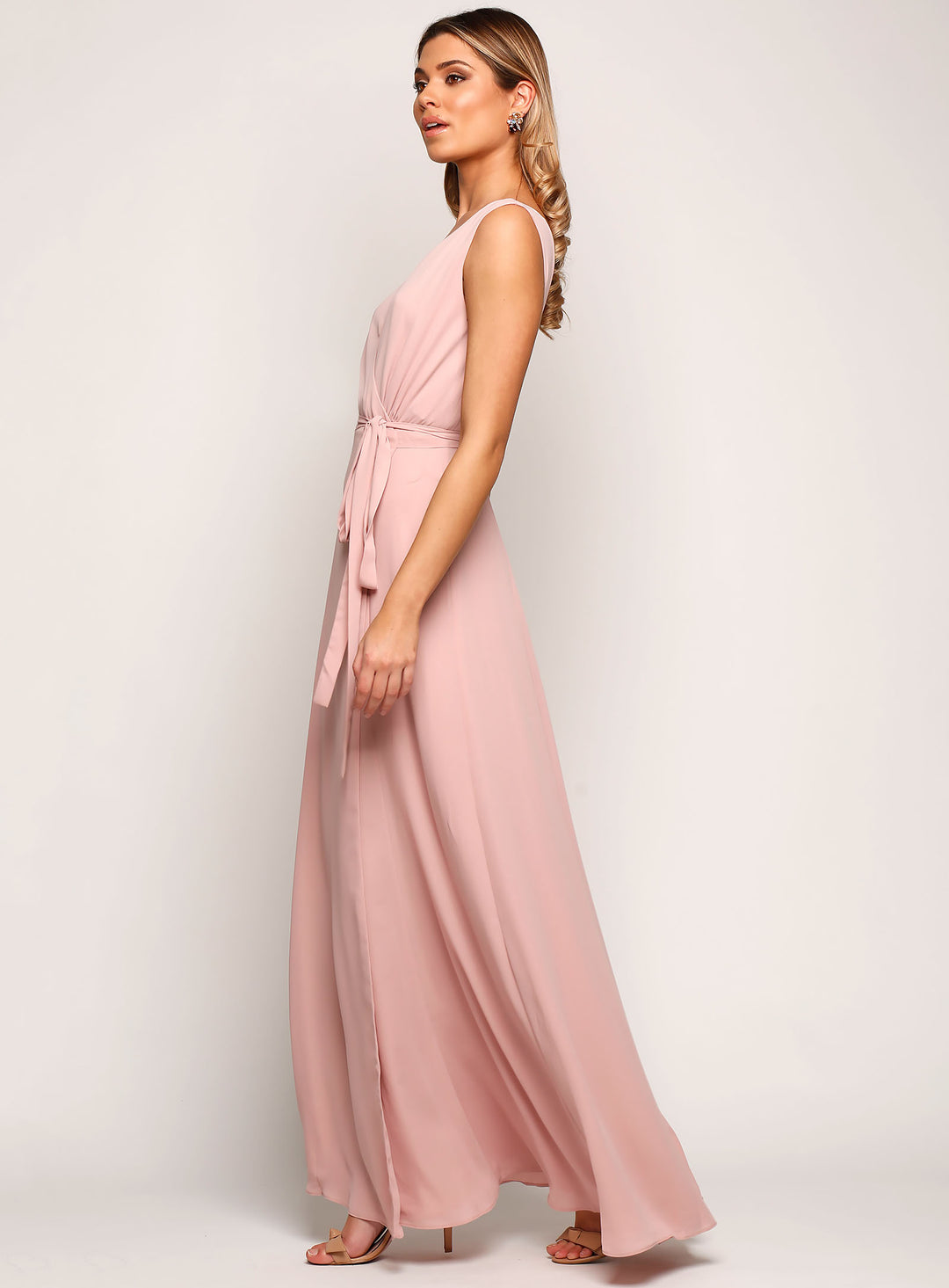 Sleeveless Wrap Flare Maxi