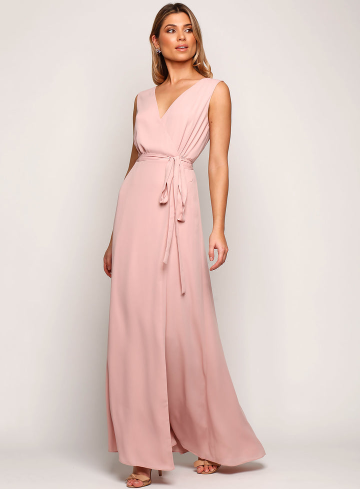 Sleeveless Wrap Flare Maxi