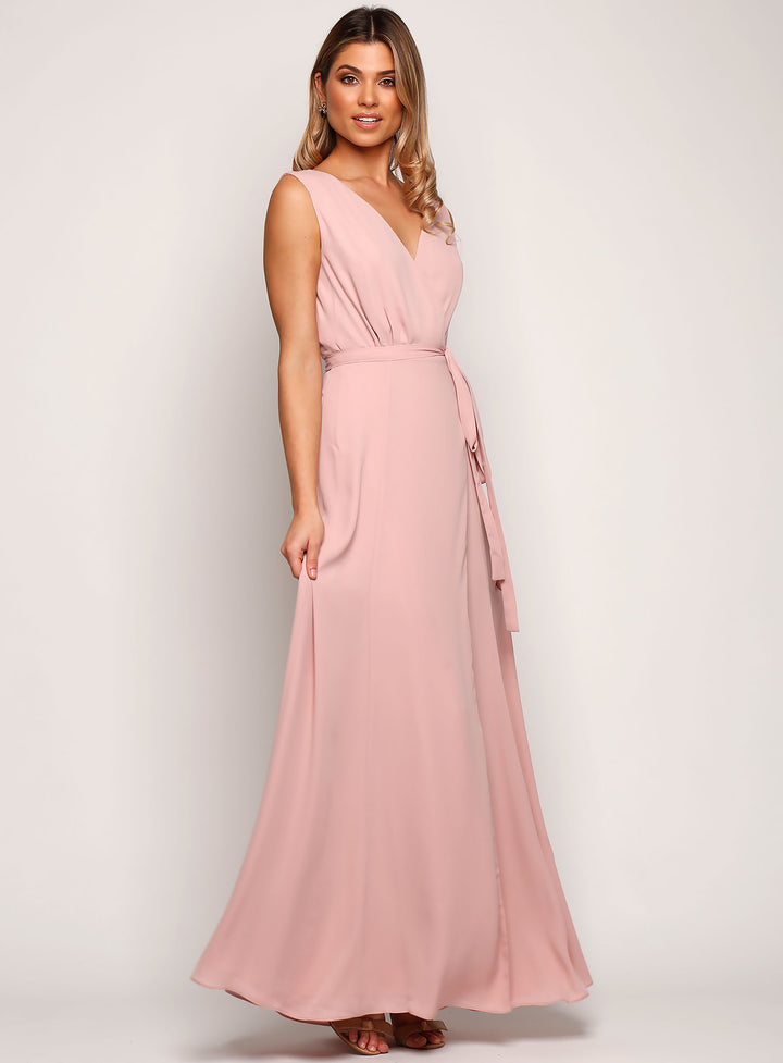 Sleeveless Wrap Flare Maxi