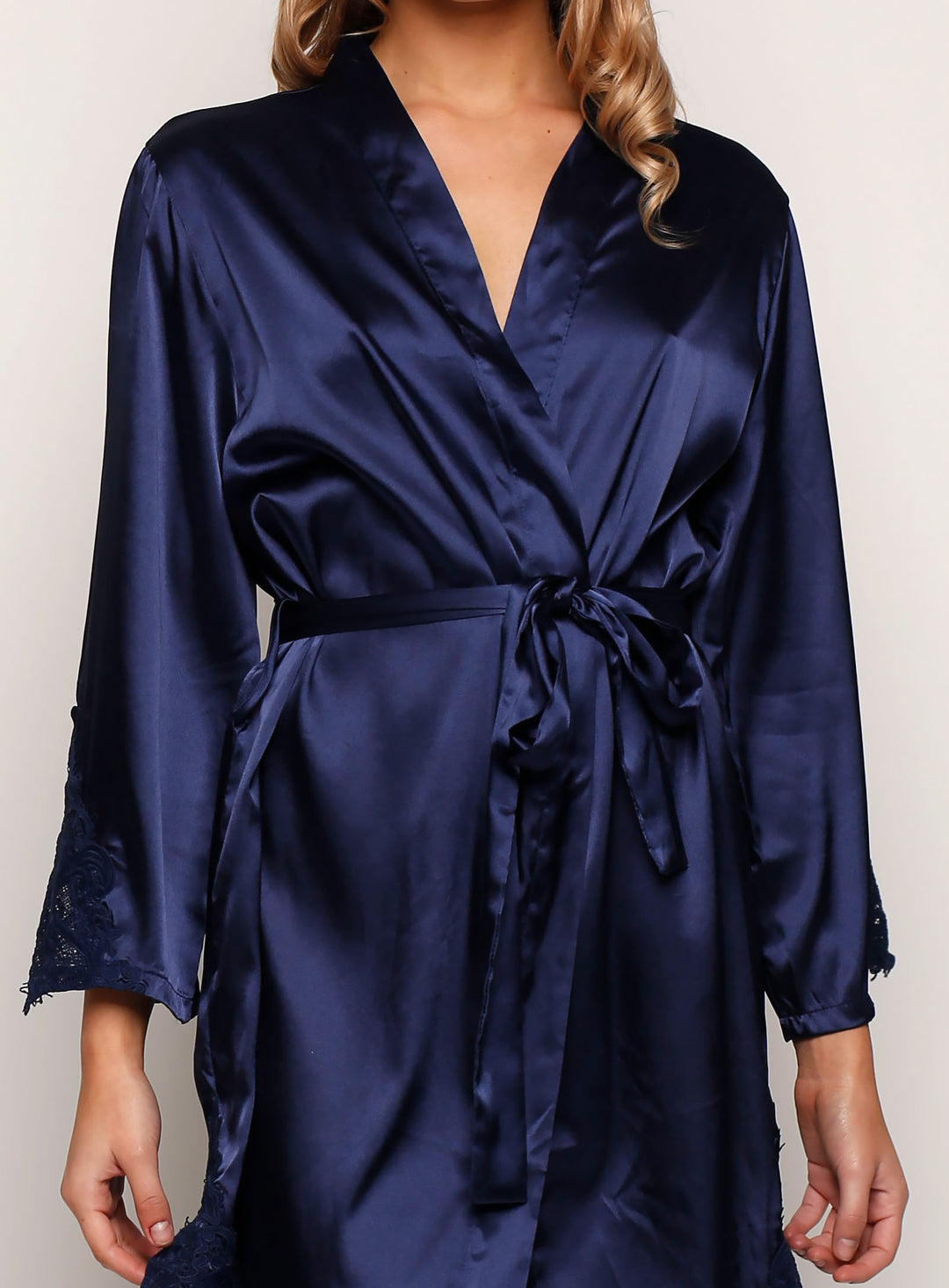 Navy Cologne Satin Robe