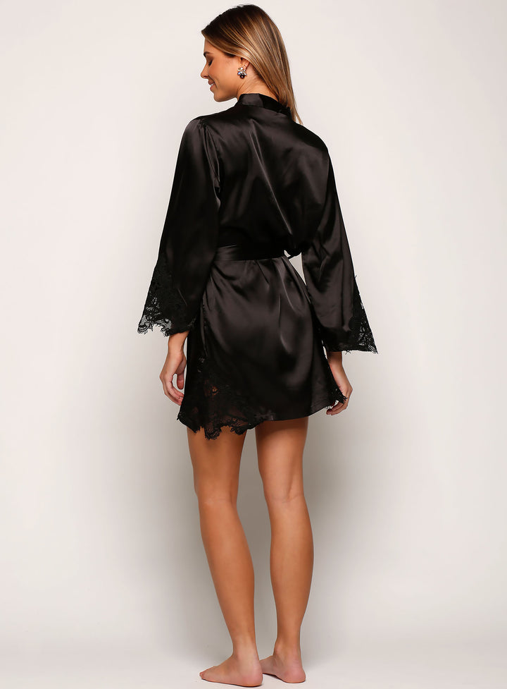 Black Cologne Satin Robe