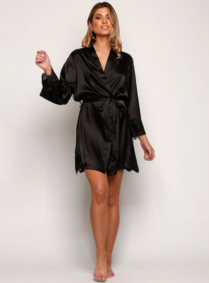 Black Cologne Satin Robe