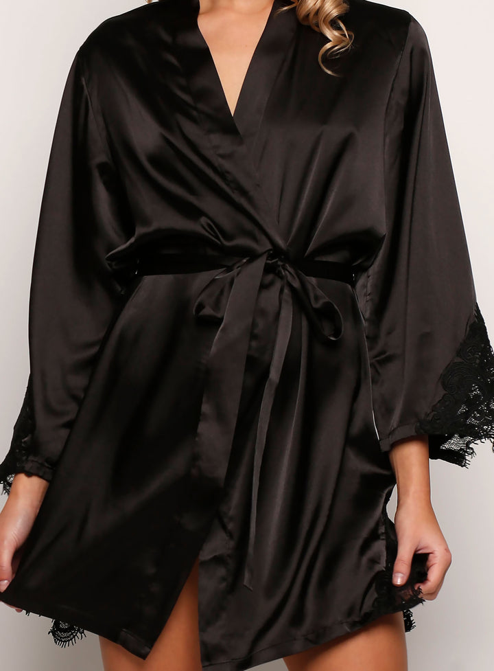 Black Cologne Satin Robe