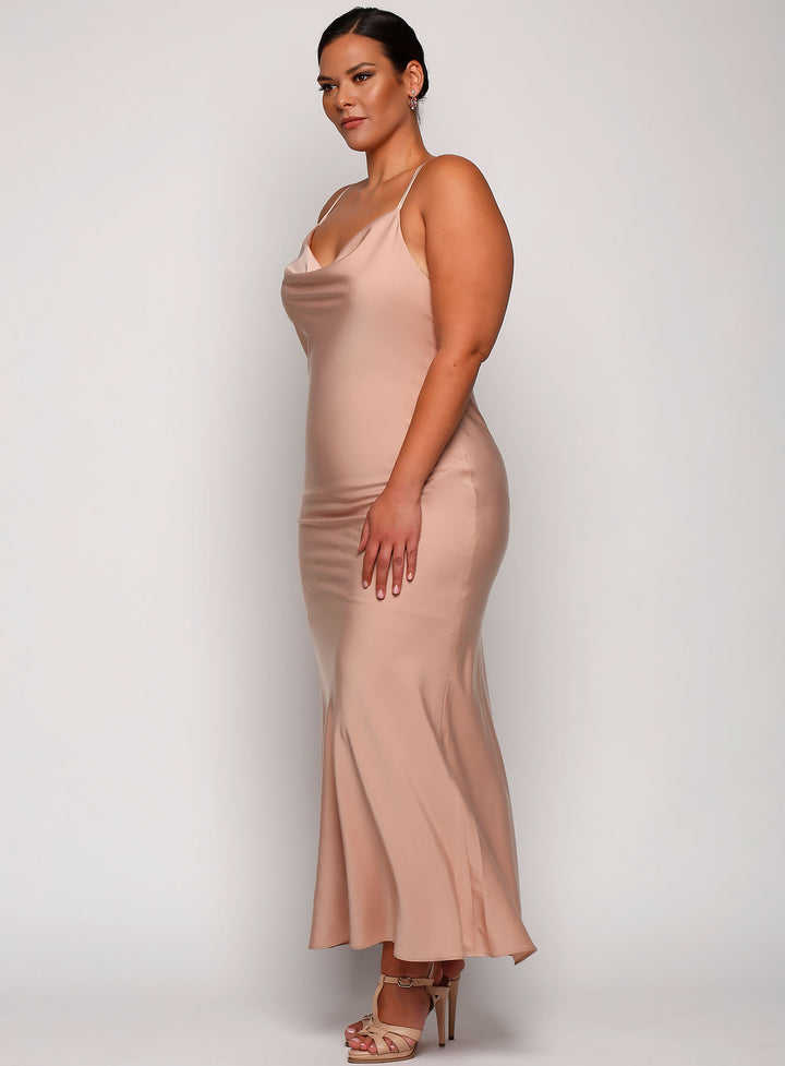 Elsa Satin Cross Back Maxi - Made to Order
