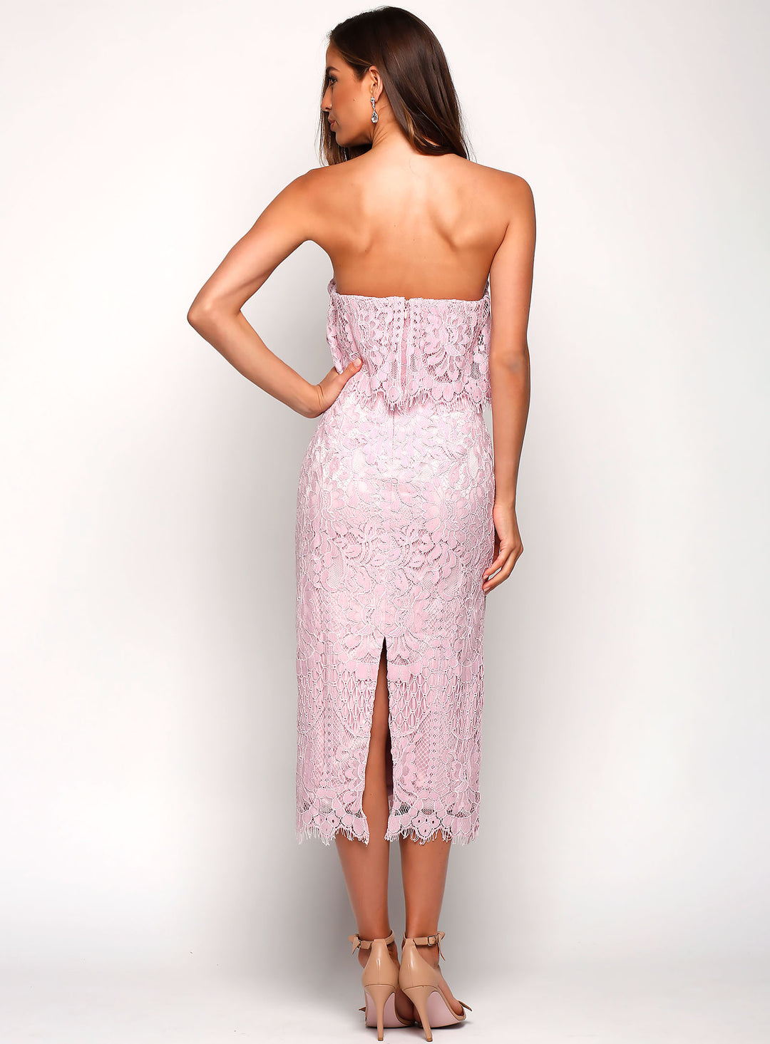 Ivory/Nude Cherry Lace Midi Dress