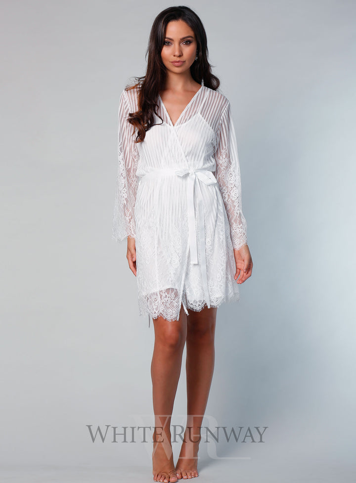 Orleans Short Lace Stripe Robe