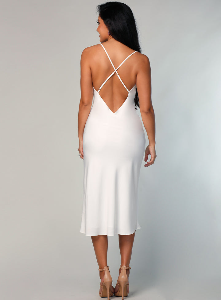 Elsa Satin Cowl Neck Midi