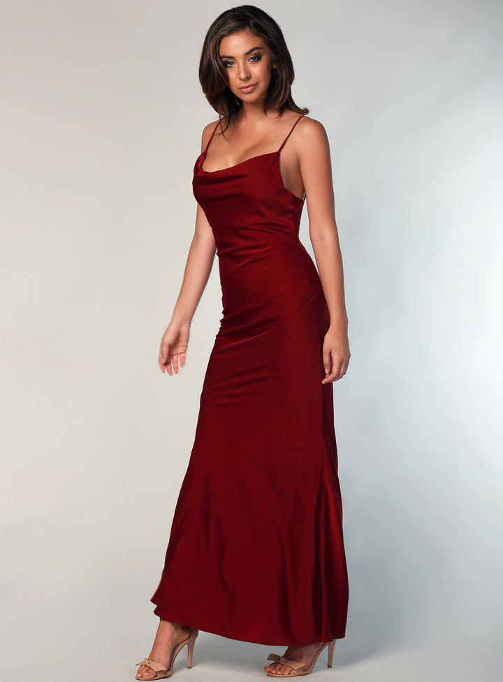 Sasha Satin Cowl Neck Maxi