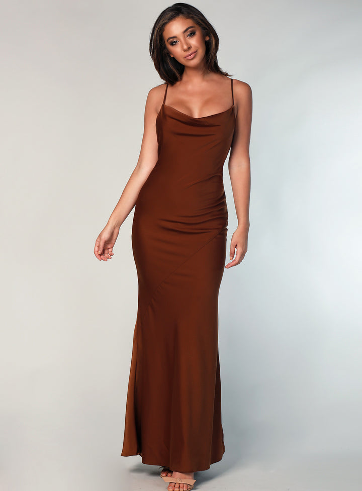 Sasha Satin Cowl Neck Maxi
