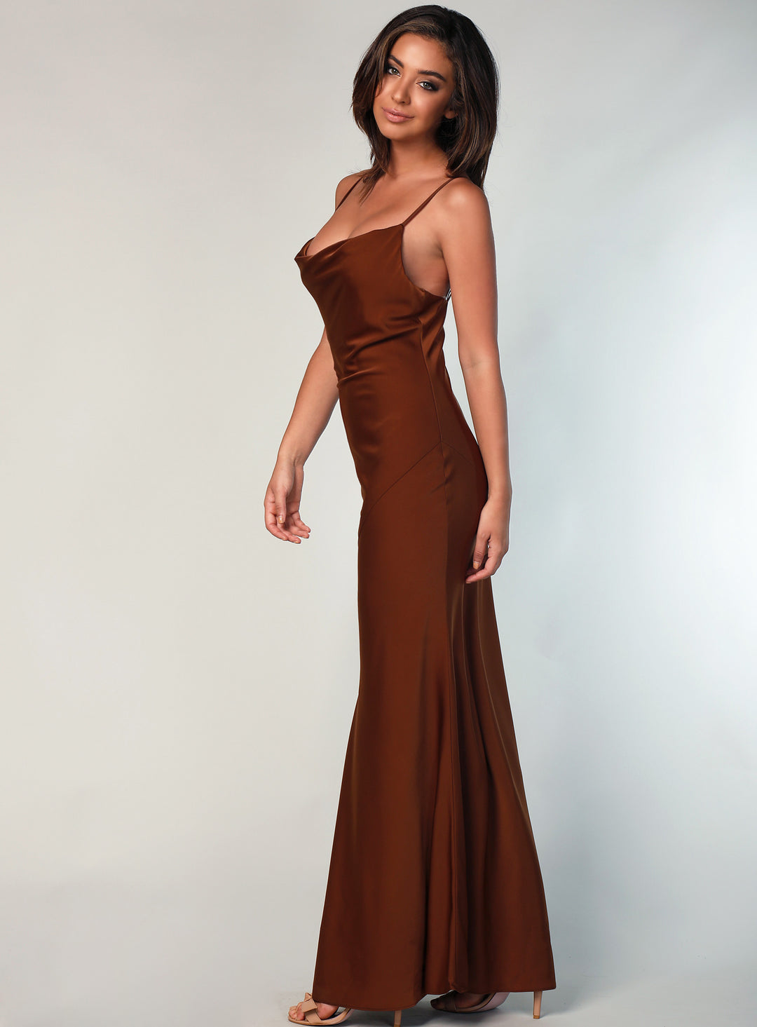 Sasha Satin Cowl Neck Maxi