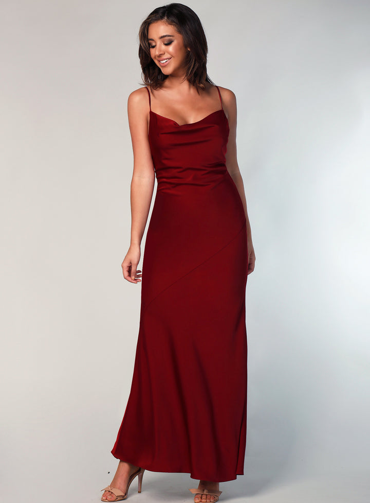 Sasha Satin Cowl Neck Maxi