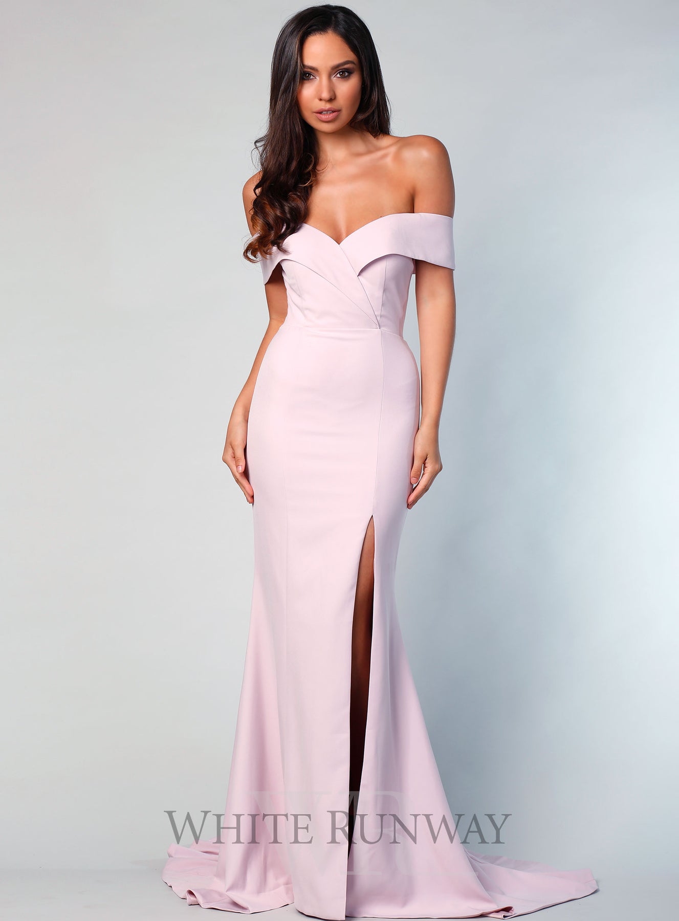 Gia Off Shoulder Gown by Samantha Rose – White Runway