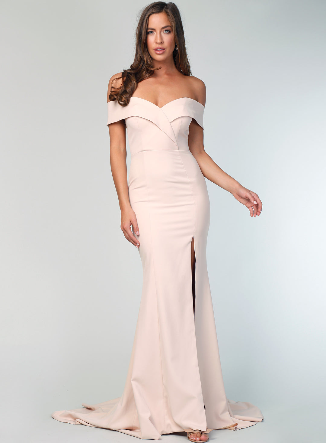 Gia Off Shoulder Gown by Samantha Rose – White Runway