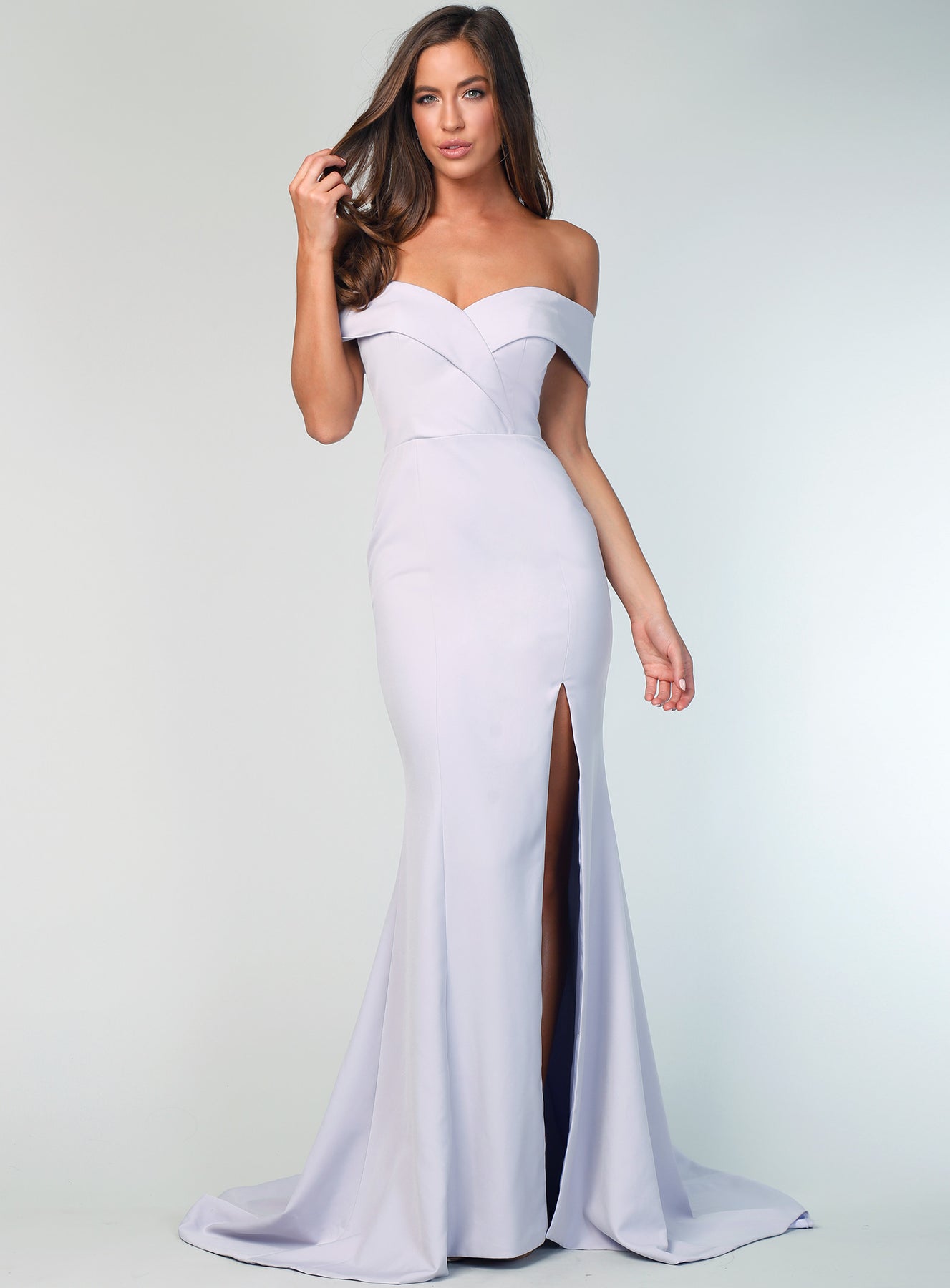 Gia Off Shoulder Gown by Samantha Rose – White Runway