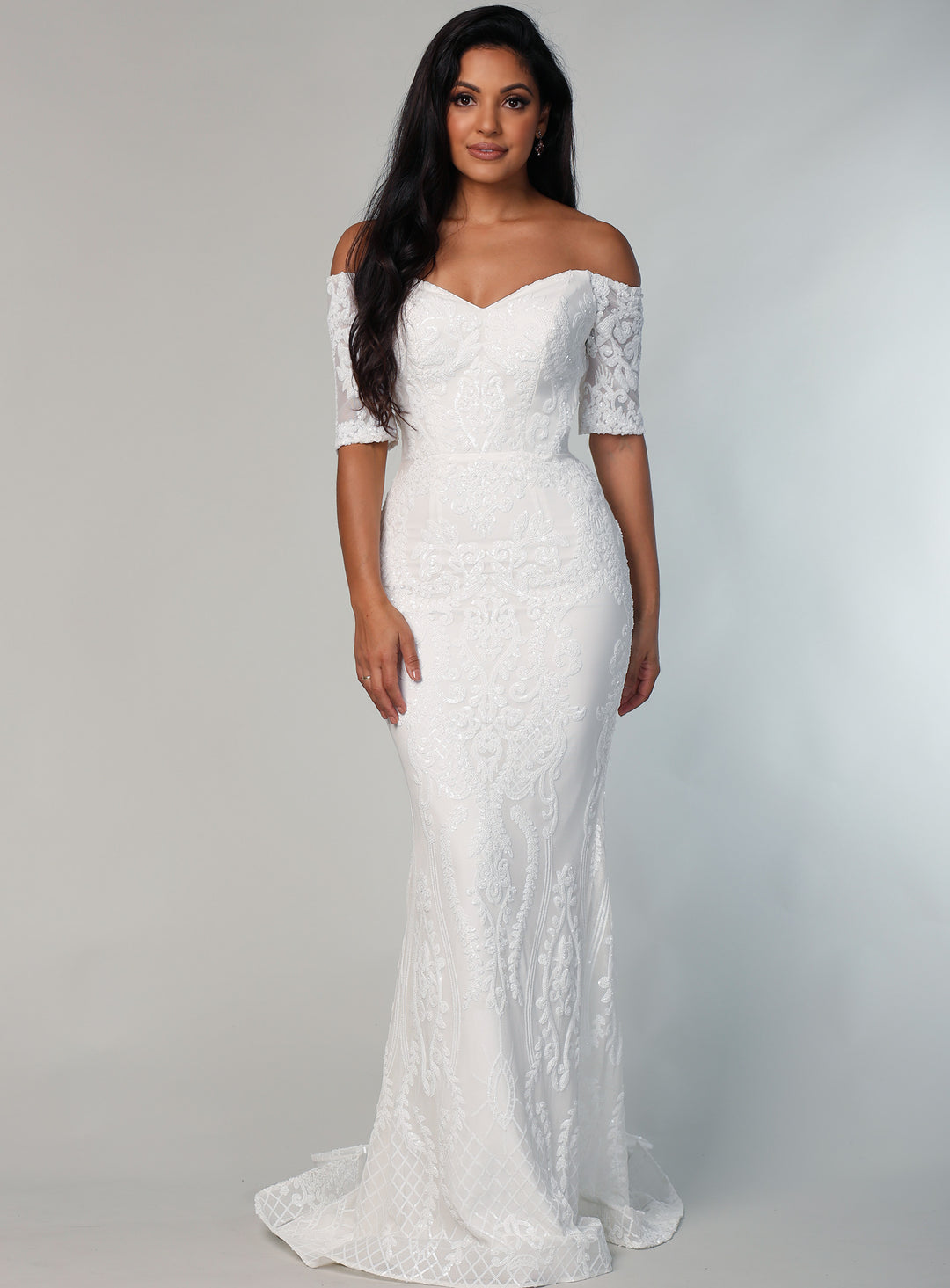 Galia Sequin Off Shoulder Gown