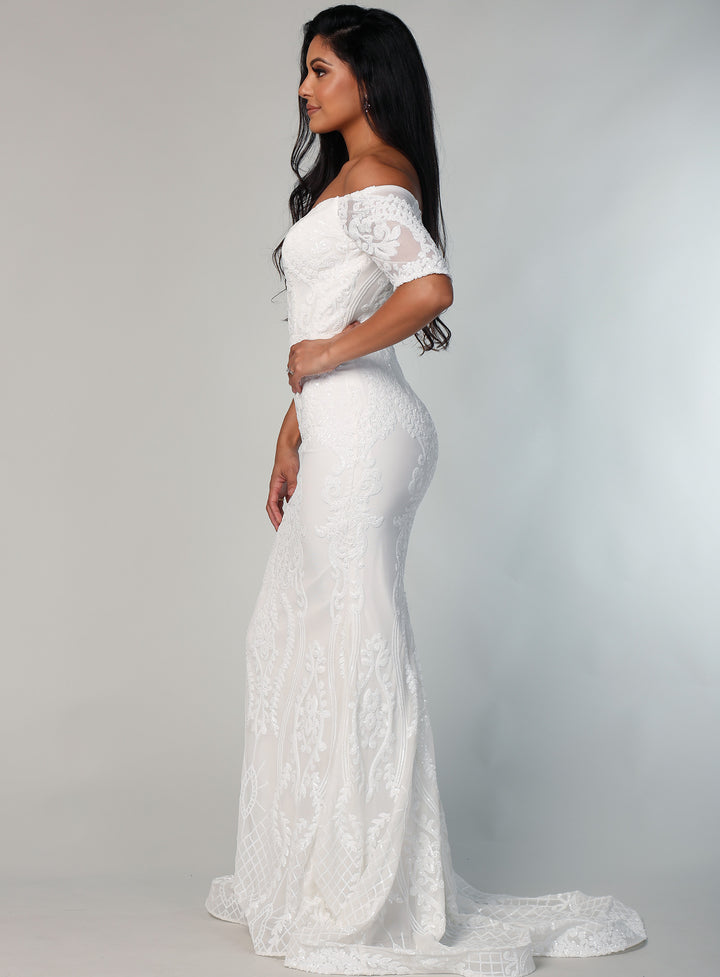 Galia Sequin Off Shoulder Gown