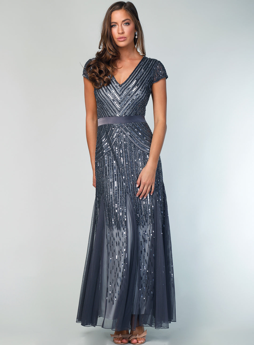 Charcoal Clarise Beaded Dress