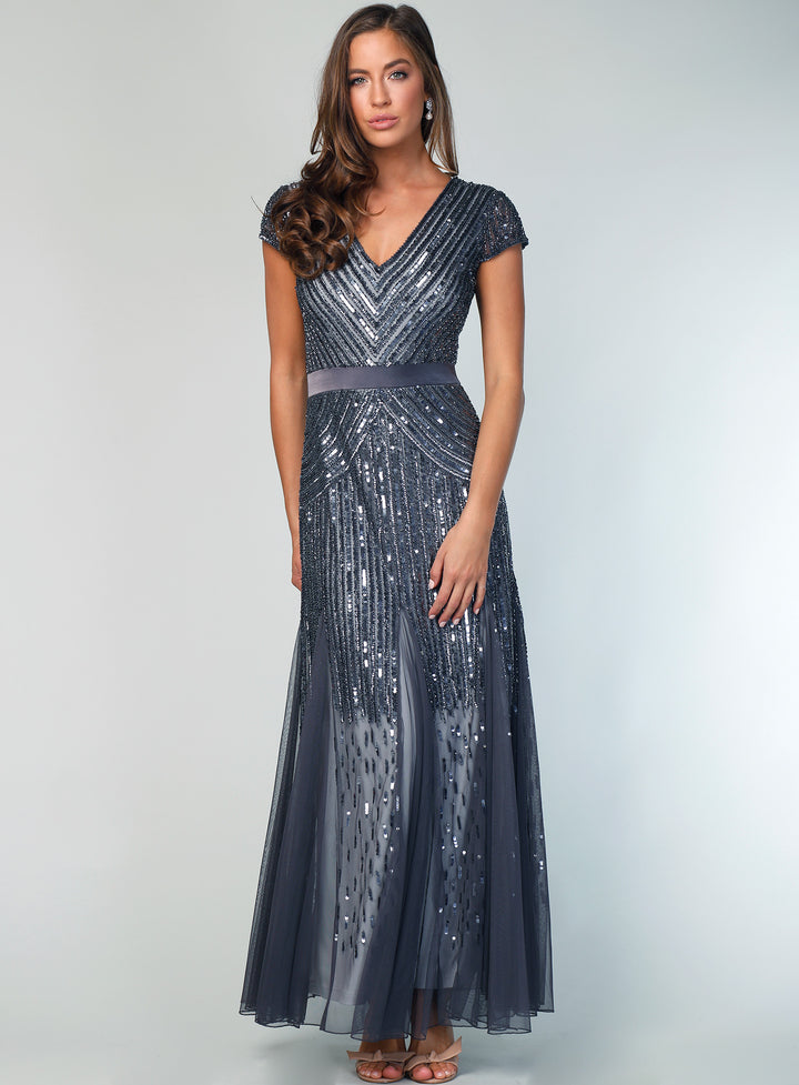 Charcoal Clarise Beaded Dress