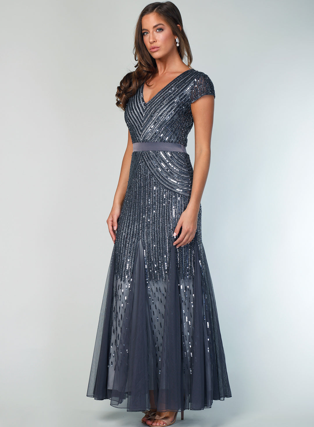 Charcoal Clarise Beaded Dress