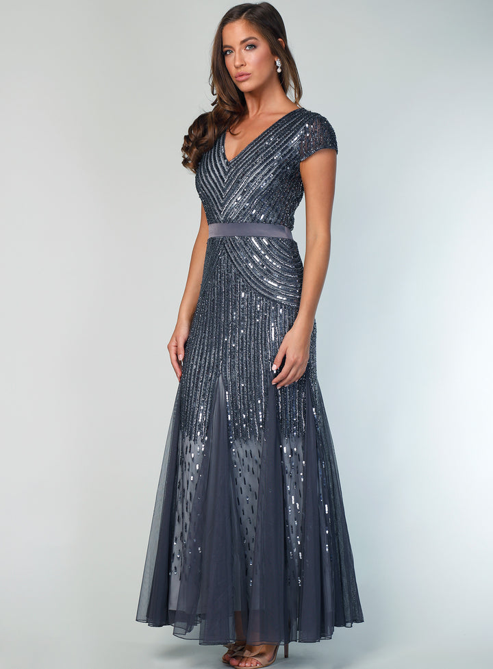 Charcoal Clarise Beaded Dress