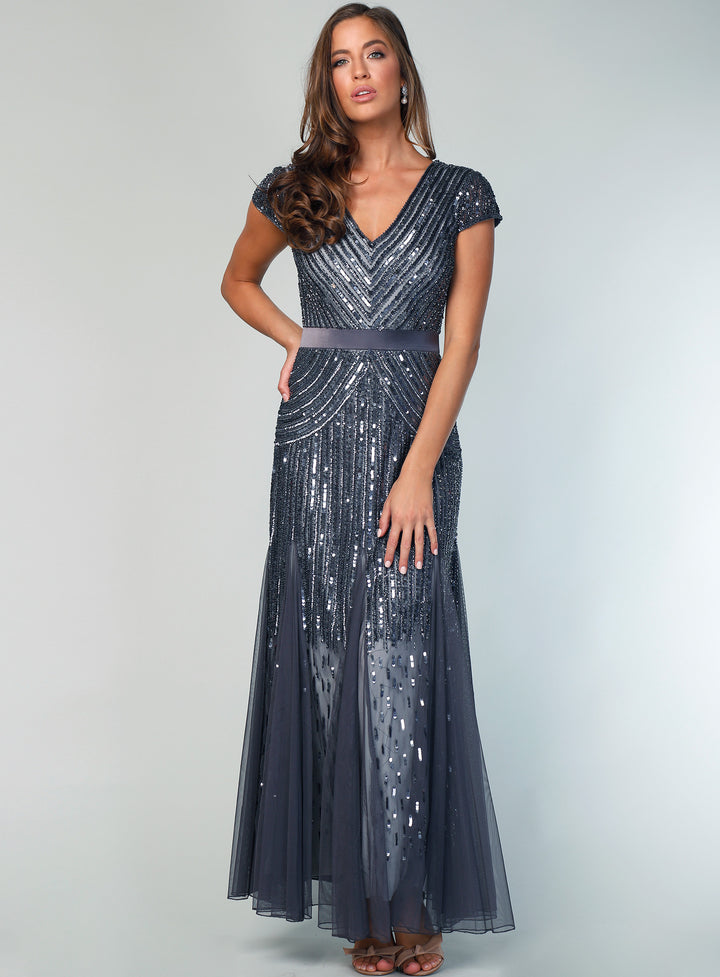 Charcoal Clarise Beaded Dress